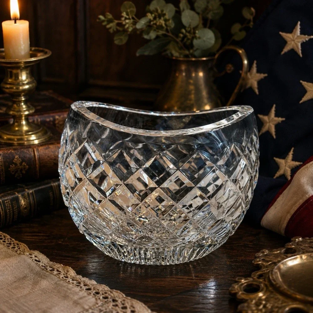 Waterford Ellipse Crystal Bowl Signed Ireland 5